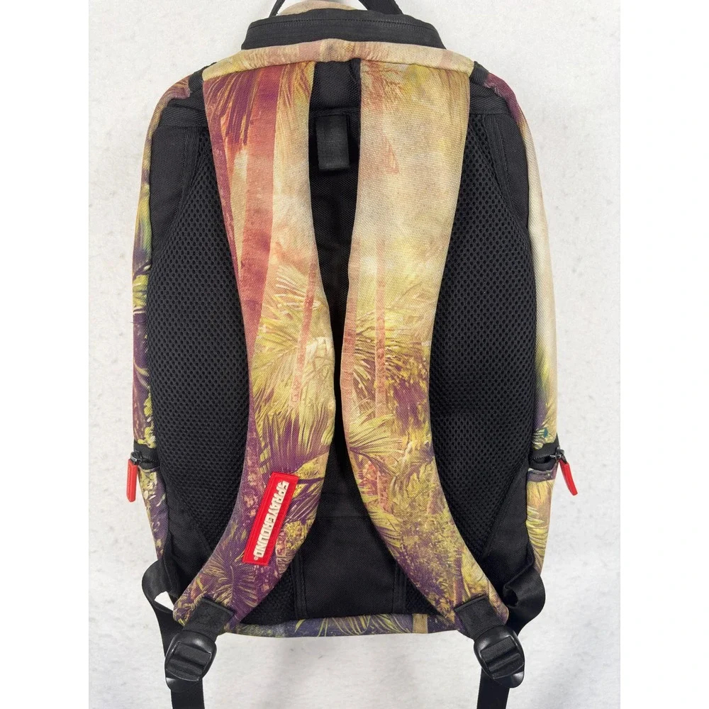 Sprayground Tropical Palm Tree Backpack Green Purple Streetwear Laptop Bag